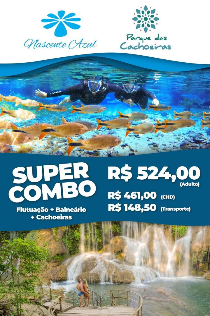 Nascente Azul - Super Combo | Flutuação + Balneário